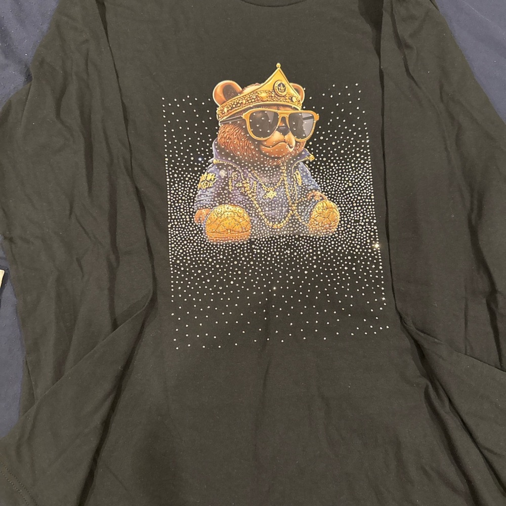 Black T-Shirt with Bear Graphic
